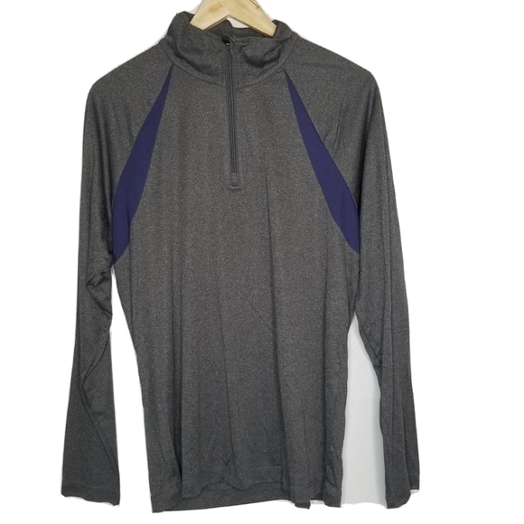 Alo Yoga Gray Blue 1/4 Zip Long Sleeve Pullover Shirt Men Athletic Gym Sz M - Picture 4 of 11